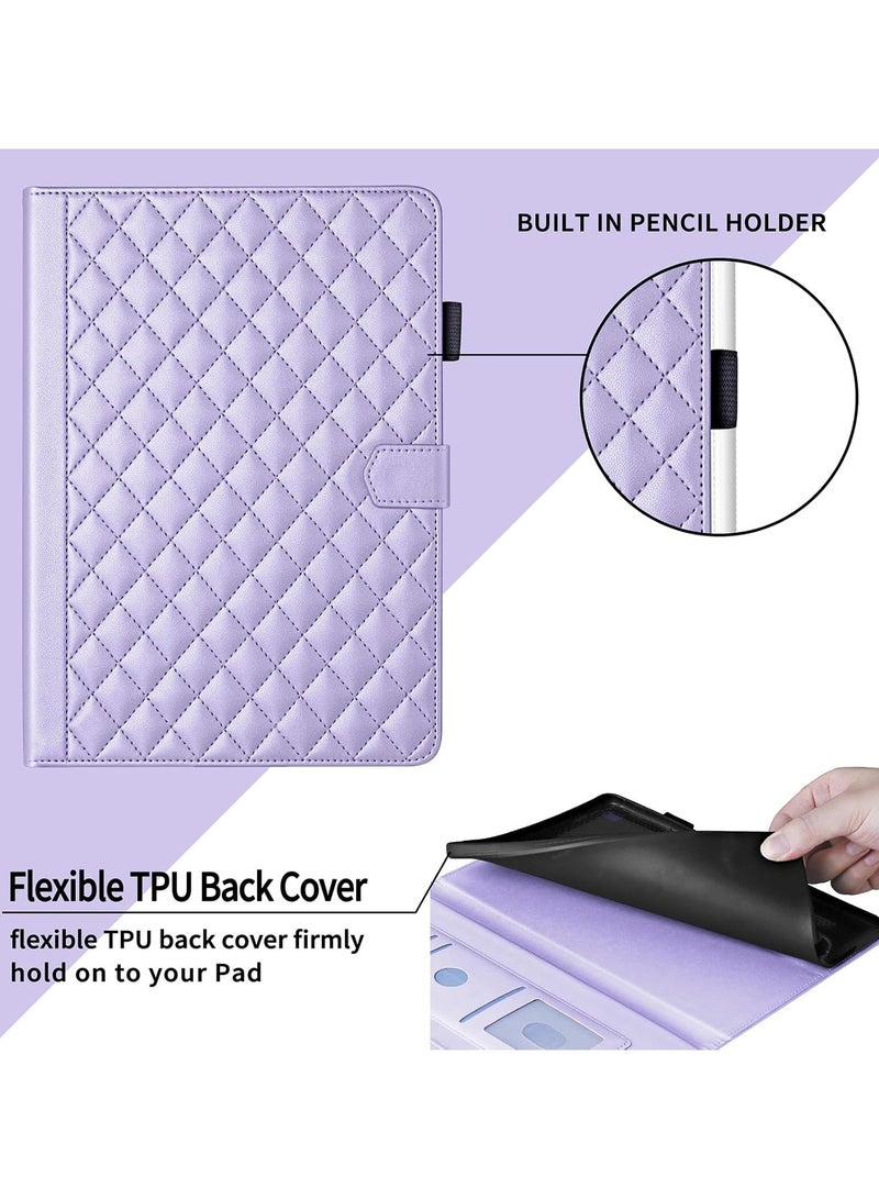 VKL Case for Honor Pad X8a 11.0 inch, Rhombus Pattern PU Leather Multiple Viewing Angles Stand Slim Folio Cover (Purple) - Image 4