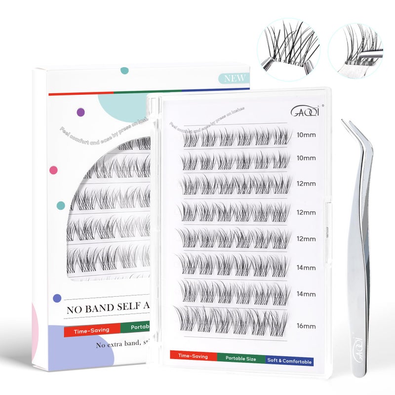 GAQQI Self Adhesive Eyelashes Clusters, No Glue Lash Clusters 10-16mm Wispy & Natural Cluster Lashes, No Band Press On Lashes, More Comfortable & Stronger Hold (Laceï¼‰ - Image 1