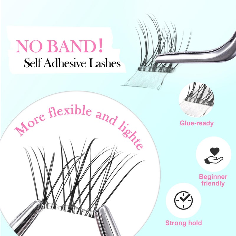 GAQQI Self Adhesive Eyelashes Clusters, No Glue Lash Clusters 10-16mm Wispy & Natural Cluster Lashes, No Band Press On Lashes, More Comfortable & Stronger Hold (Laceï¼‰ - Image 2
