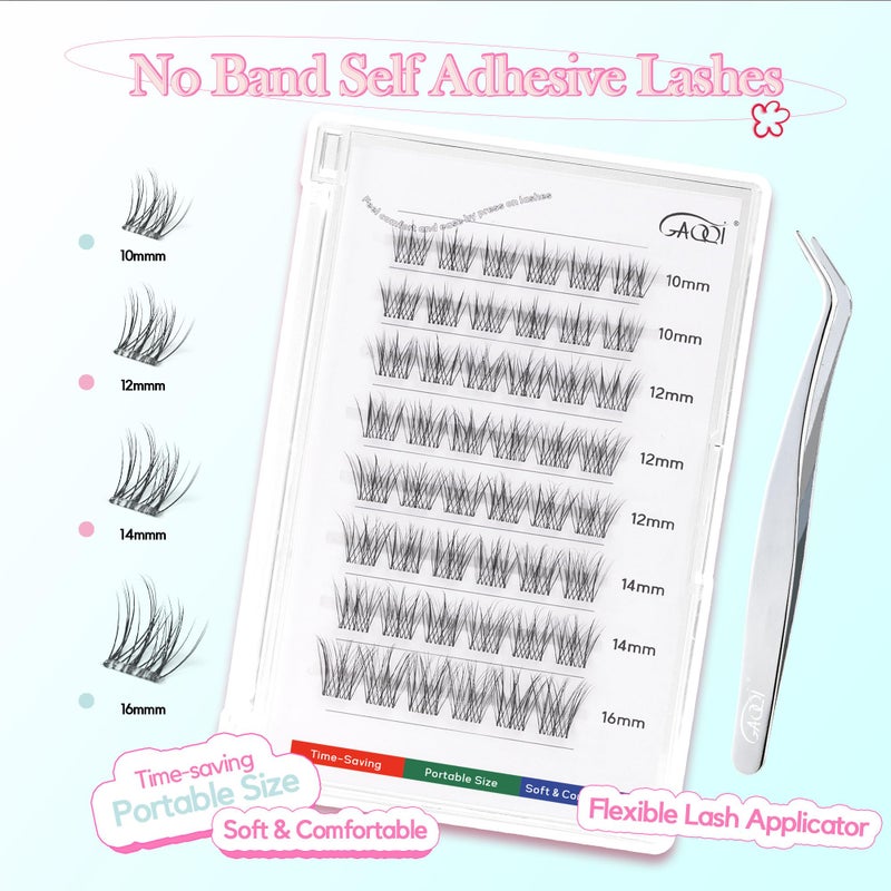GAQQI Self Adhesive Eyelashes Clusters, No Glue Lash Clusters 10-16mm Wispy & Natural Cluster Lashes, No Band Press On Lashes, More Comfortable & Stronger Hold (Laceï¼‰ - Image 5