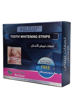 Tooth Whitening Strips Mint Flavour Box of 14 pieces and Free Tooth Wipes