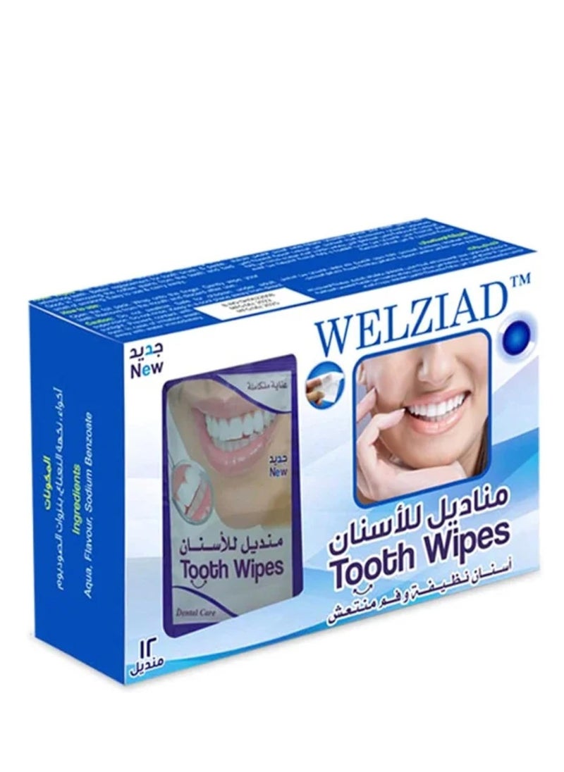 WELZIAD - Tooth Whitening Strips Mint Flavour Box of 14 pieces and Free Tooth Wipes - Image 1
