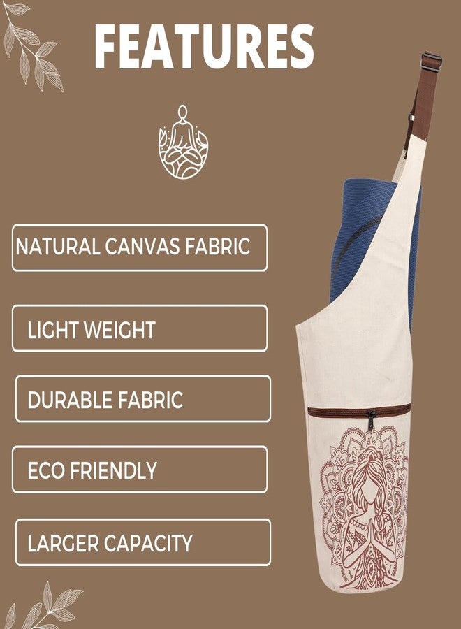 PANFIKH Yoga Mat Carrier Bag - Natural Cotton Cover - Suitable for 8mm Yoga Mats - Image 3