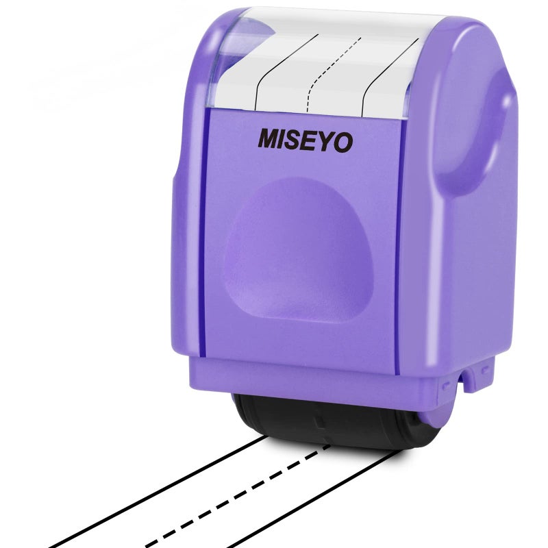 Miseyo Dashed Handwriting Lines Practice Roller StampSelfInking Line Rolling Stamps for Kids Writing Purple - Image 2
