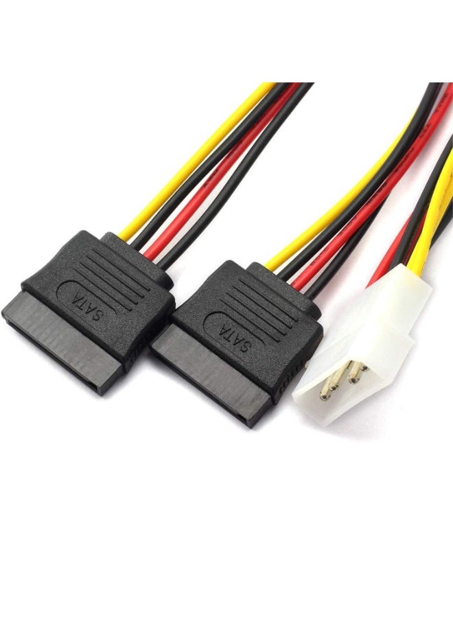 محول كابل Y مزدوج SATA من 4 سنون Molex إلى 4 سنون IDE Molex إلى 15 سنون أنثى مزدوج SATA، 18AWG (20 سم) - عبوة من 2 قطعة - Image 3