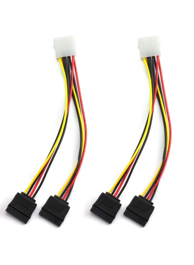 محول كابل Y مزدوج SATA من 4 سنون Molex إلى 4 سنون IDE Molex إلى 15 سنون أنثى مزدوج SATA، 18AWG (20 سم) - عبوة من 2 قطعة - Image 1