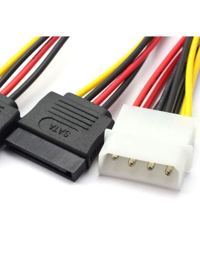 محول كابل Y مزدوج SATA من 4 سنون Molex إلى 4 سنون IDE Molex إلى 15 سنون أنثى مزدوج SATA، 18AWG (20 سم) - عبوة من 2 قطعة - Image 2