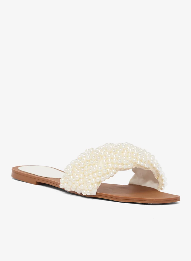 خزانة Pearl Detail Flat Sandals