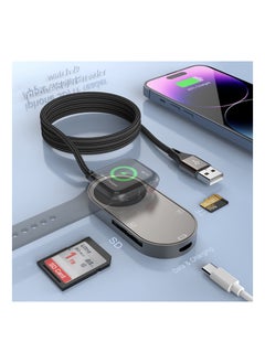 KASTWAVE 4-in-1 Charger Fit for Apple Watch +SD/TF Card Reader for iPhone/iPad,4FT Portable iWatch Magnetic Charger Cable for Watch Series SE/8/7/6/5 with SD/Micro SD Slot and USB C Port for OTG iPhone/ipad  - Image 2