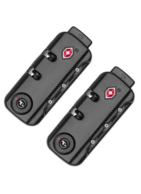 TSA007 Security Lock Padlock Luggage Travel Lock and 3 Digits Self Setting A Variety of Different Combinations Luggage Bag Travel Security Code Lock Black 2Pack