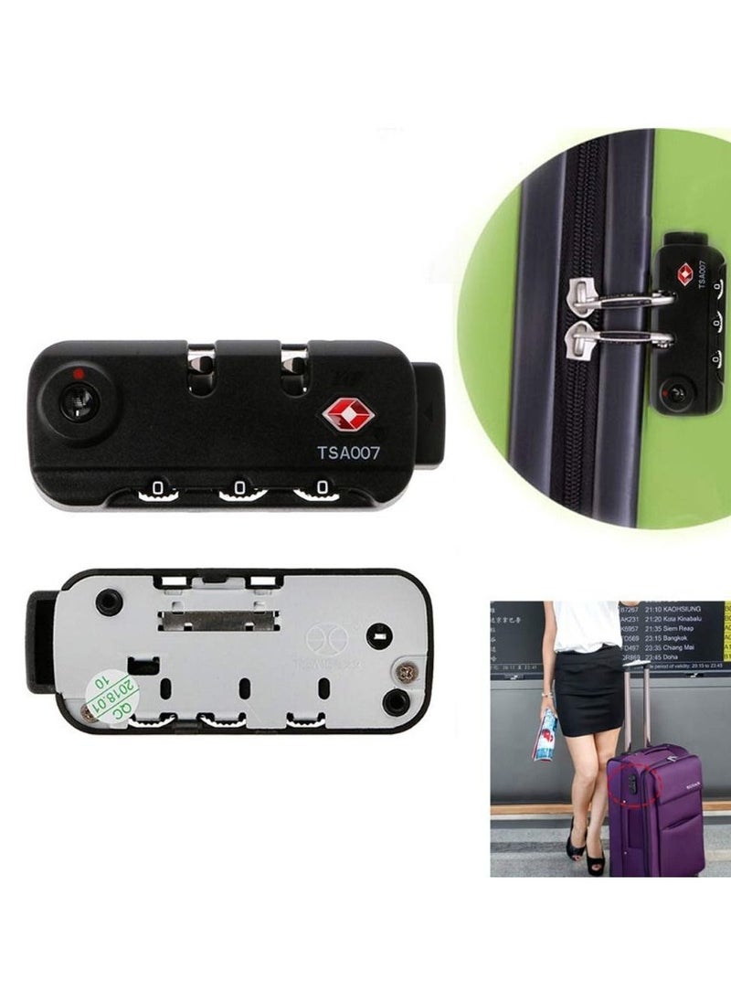 TSA007 Security Lock Padlock Luggage Travel Lock and 3 Digits Self Setting A Variety of Different Combinations Luggage Bag Travel Security Code Lock Black 2Pack
