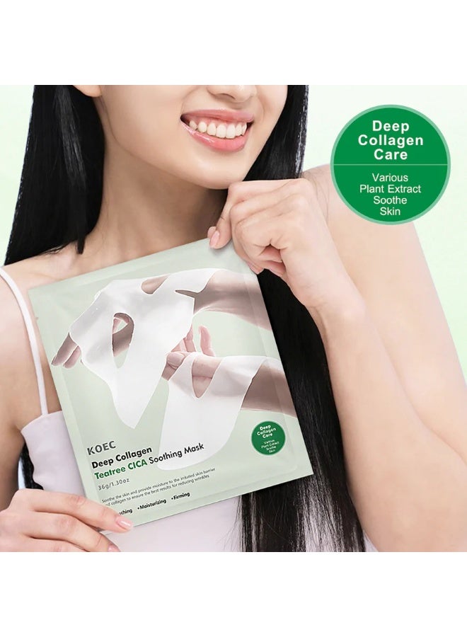 KOEC Deep Collagen Teatree CICA Soothing Mask Bio Collagen Natural Korean Mask Facial Hydrogel Masks with Low Molecular Weight Collagens for Elasticity and Soothing Soothing Overnight Mask - Image 4