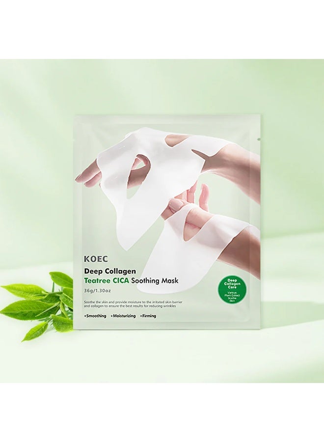 KOEC Deep Collagen Teatree CICA Soothing Mask Bio Collagen Natural Korean Mask Facial Hydrogel Masks with Low Molecular Weight Collagens for Elasticity and Soothing Soothing Overnight Mask - Image 2