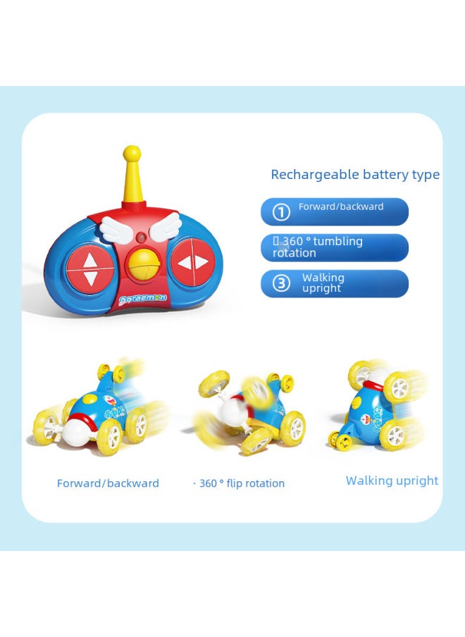 Generic - Doraemon Children's Remote Control Dump Truck 360 Degree Roll Stunt Racing Toy Boy Electric Off-road Car-Color:20 M Remote Control ]-Proportion:Standard 1 Battery Life + Send Remote Control Battery + Screwdriver - Image 1