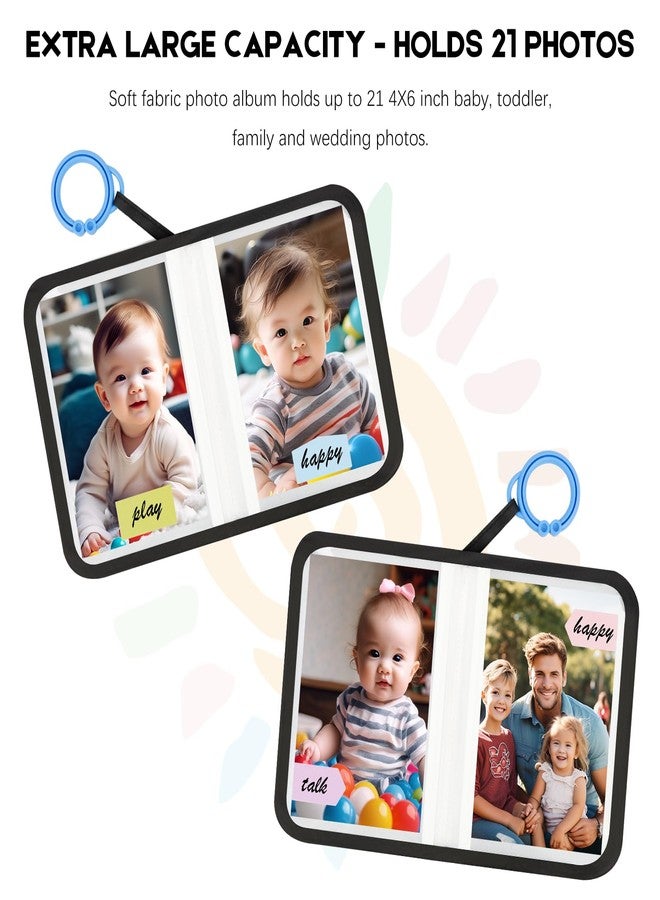 Niselity Baby's My First Family Album Holds 21 4x6 Photos, Baby Sun Photo Album Soft Cloth Family Book,My First Photo Book for Baby or Toddlers,Cute Book Gift for Babies Shower Newborns Family Photos（Black） - Image 5