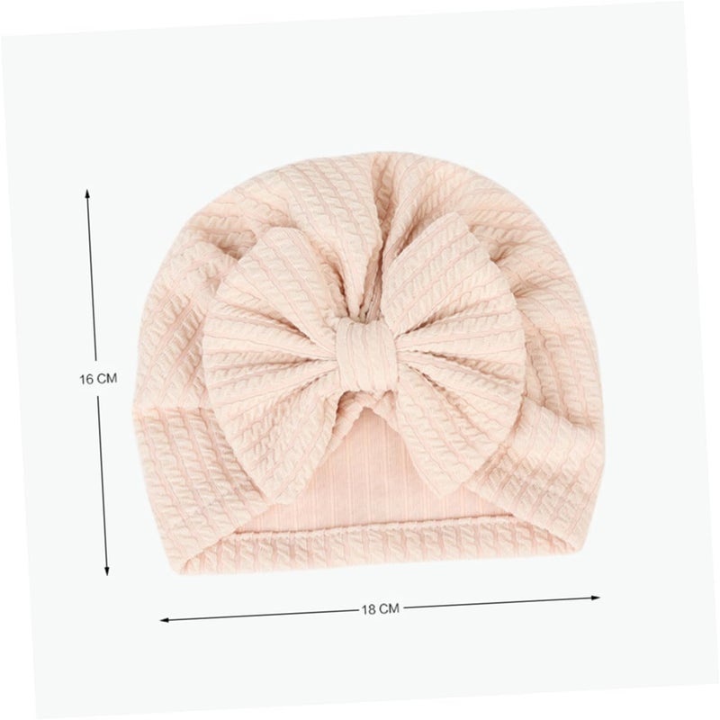 4 Pack Knitted Bowknot Hats Winter Caps Soft Cotton Blend Warm Newborn Baby Random Color - Image 4