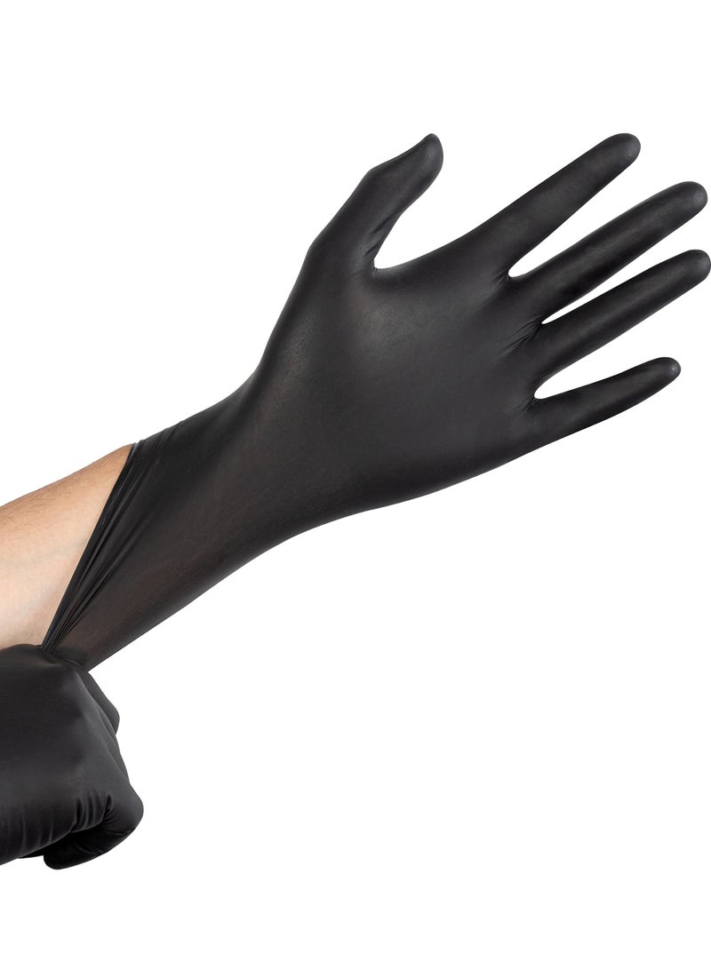 Disposable Nitrile Gloves, Latex-Free, Fully Textured, Extra Thick & Strong, Food Safe for Cooking, Tattooing, Painting, Automotive & Mechanics, Large Size (Black, 50 Count) - Image 1