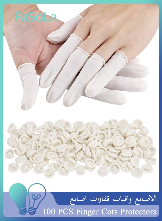 Fasola 100 Pcs Finger Cots Disposable, 100% Natural Latex Finger Thumb Gloves Protectors, Sleeves Covers Protection for Fingertips (White) - Image 1