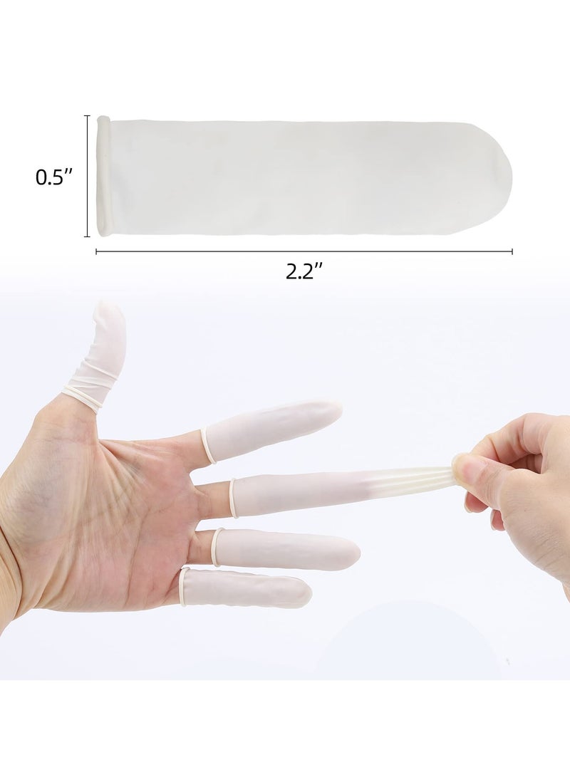 Fasola 100 Pcs Finger Cots Disposable, 100% Natural Latex Finger Thumb Gloves Protectors, Sleeves Covers Protection for Fingertips (White) - Image 2