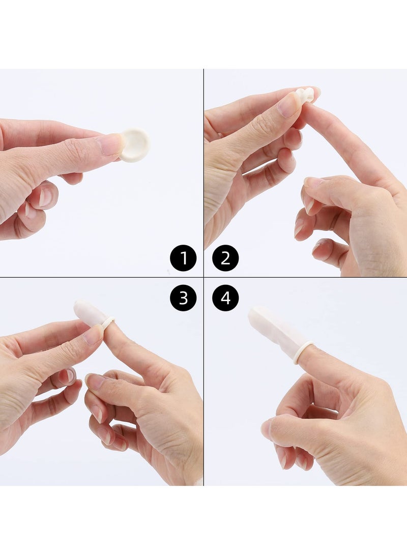 Fasola 100 Pcs Finger Cots Disposable, 100% Natural Latex Finger Thumb Gloves Protectors, Sleeves Covers Protection for Fingertips (White) - Image 3