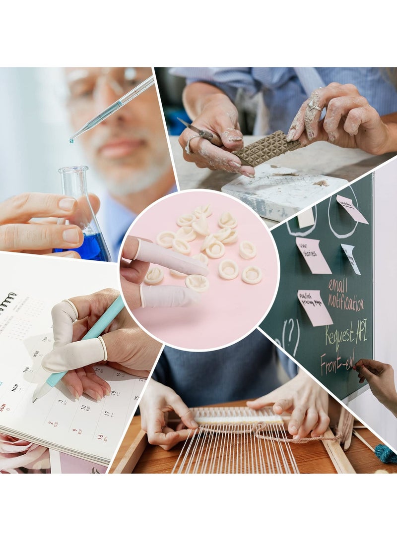 Fasola 100 Pcs Finger Cots Disposable, 100% Natural Latex Finger Thumb Gloves Protectors, Sleeves Covers Protection for Fingertips (White) - Image 4