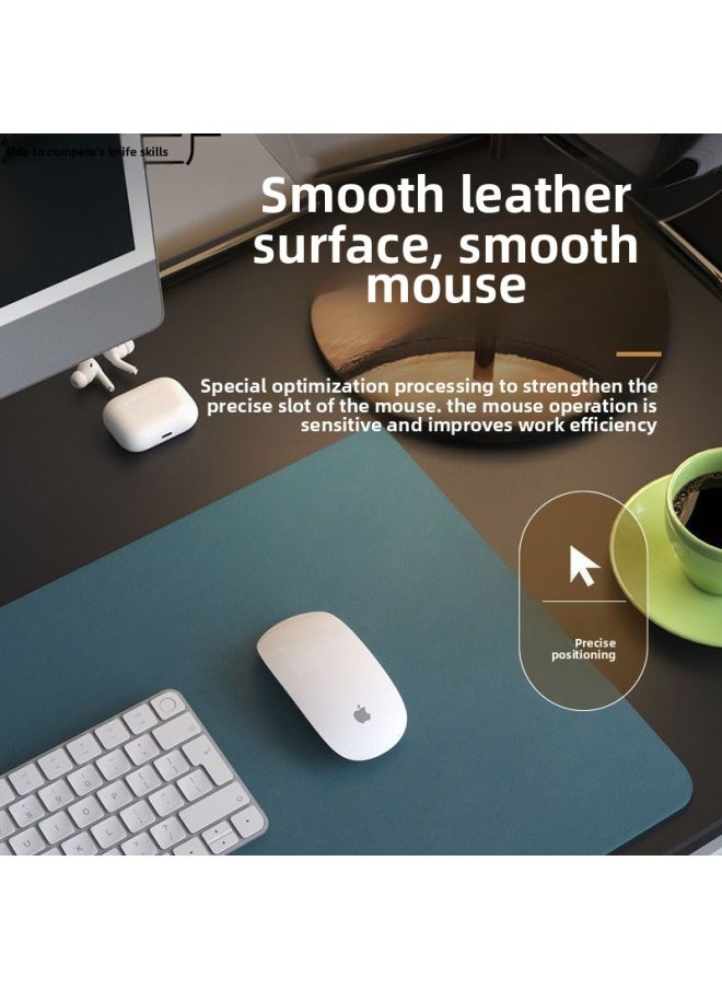 Generic - Super Large Leather Advanced Mouse Pad Table Mat Waterproof Dirty-Resistant Writing Desk Mat Notebook Keyboard Mat Simple E-Sports-Color:100x 55cm-Pattern:Malachite Green (double-sided Leather) - Image 1