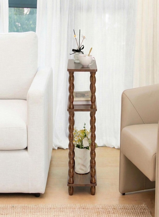 dreampossible Narrow Side Table 3-Tier, Skinny End Table with Solid Wood Legs for Small Spaces, Slim Console Table Nightstand for Living Room Bedroom Sofa Gap, Thin Bedside Table with Storage Shelf - Image 3