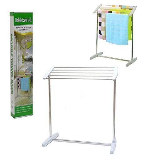 2V BROTHERS 2V BROTHERS Multi Functional Mobile Towel Rack FloorStanding Room Save Space Cloth Rack for Drying Holder Holder Kitchen Bathroom or Pantry Area etc  - Image 1