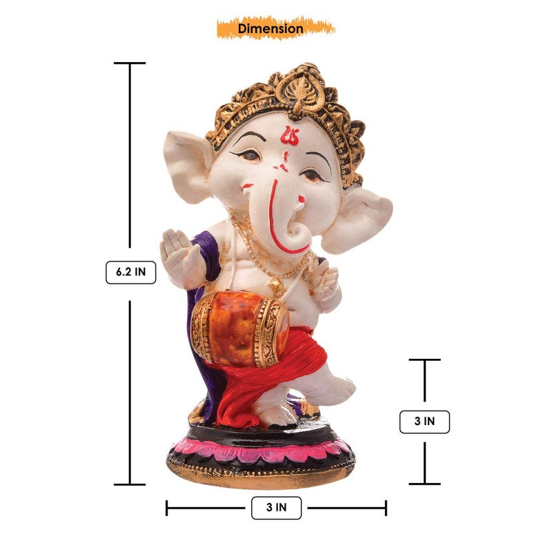 Karigaari India Handcrafted Polyresin Eco Friendly Lord Ganesha Ganpati Idol Figurine Lord Ganesha Statue for Home Decoration Multicolor - Image 5