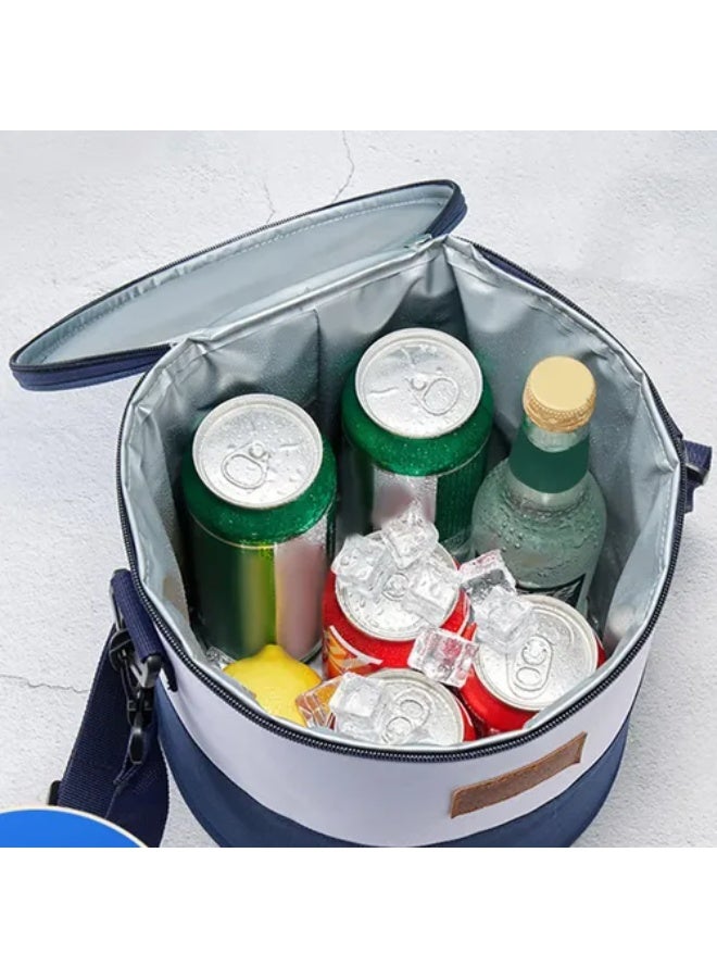 Reusable insulated and leakproof lunch bag, thick round carrier bag made of aluminum foil and Oxford cloth, waterproof, easy to open and use, easy to transport, large capacity, multi-layered (10 liter capacity, length 21/width 21) - Image 2