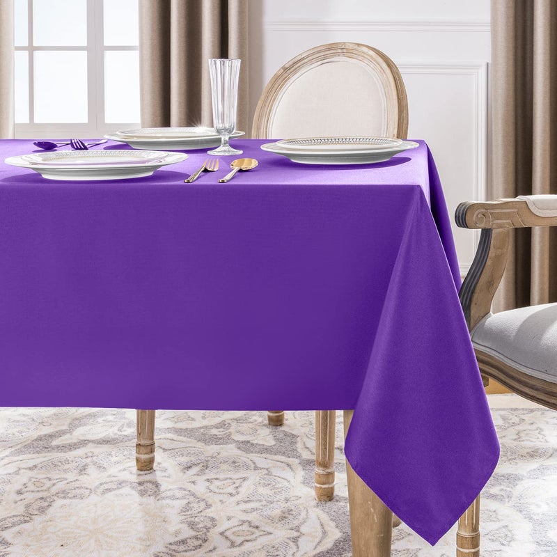 Softalker Rectangle Tablecloth  Waterproof & Stain Resistant Table Cloths Wrinkle Free Fabric Washable 210GSM Polyester Table Cover for Dining/Party/Outdoor - 90 x 156 inch Purple - Image 2