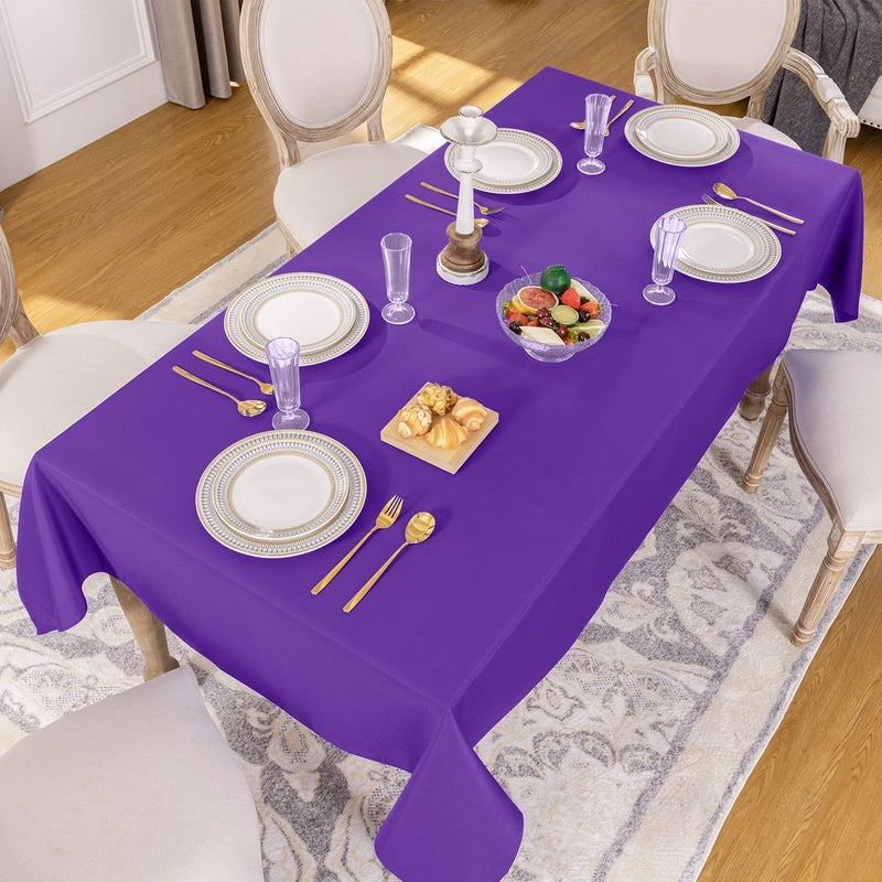 Softalker Rectangle Tablecloth  Waterproof & Stain Resistant Table Cloths Wrinkle Free Fabric Washable 210GSM Polyester Table Cover for Dining/Party/Outdoor - 90 x 156 inch Purple - Image 1