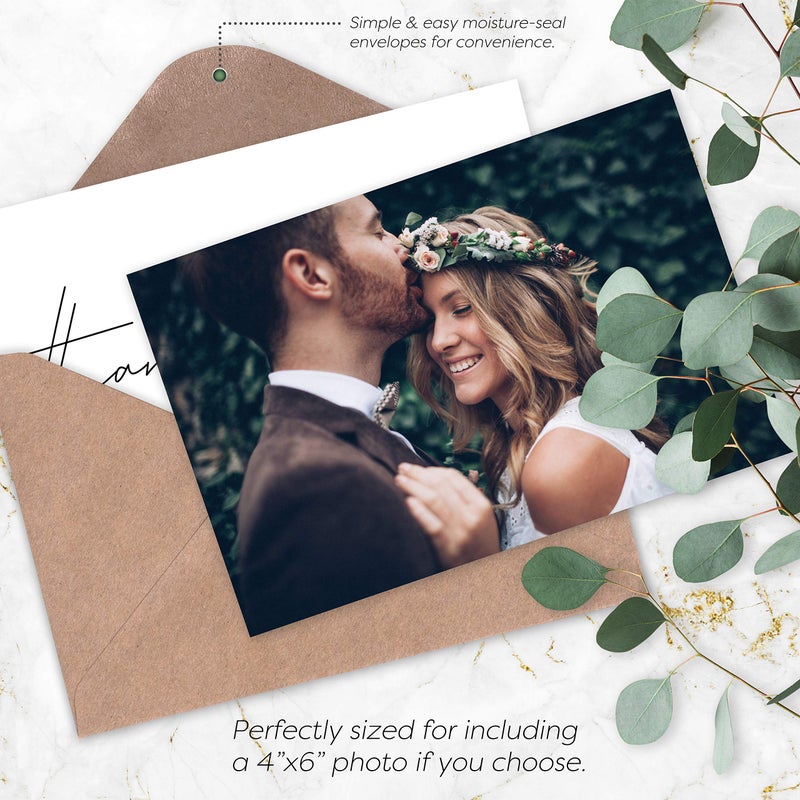 Durabasics 120 Heavyweight Blank Wedding Thank You Cards with Envelopes, Personalized Greetings Gratitude Letter From The New Mr and Mrs, Wedding Thank You Notes with Envelopes & Stickers (4x6 Inches) (120 Pack) - Image 5