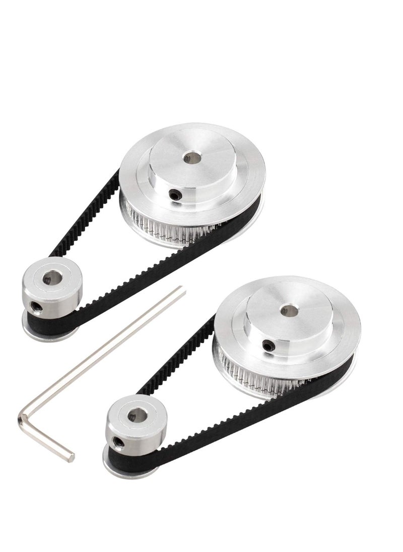 3D Printer Aluminum Timing Belt Pulley Wheel, 2 Kit GT2 Synchronous Wheel 20 & 60 Teeth 5mm Bore, Aluminum Timing Pulley with 2 pcs Length 200mm Width 6mm Belt (bore 5mm (2pcs a Set))  - Image 1