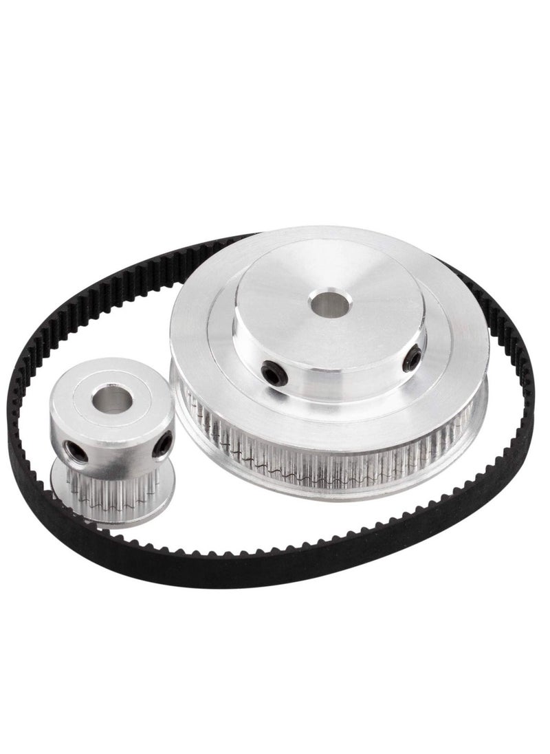 3D Printer Aluminum Timing Belt Pulley Wheel, 2 Kit GT2 Synchronous Wheel 20 & 60 Teeth 5mm Bore, Aluminum Timing Pulley with 2 pcs Length 200mm Width 6mm Belt (bore 5mm (2pcs a Set))  - Image 2