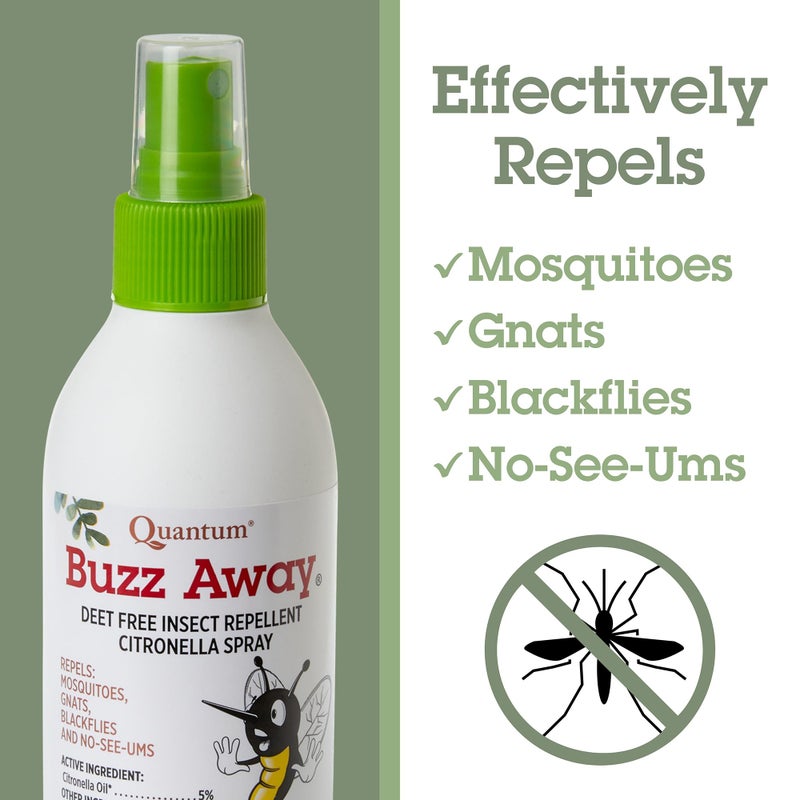 Quantum Buzz Away - Natural DEET-free Insect Repellent, Citronella Essential Oil Bug Spray, Original Formula - Small Children and Up, Travel Friendly - 6 Fl Oz - Image 2