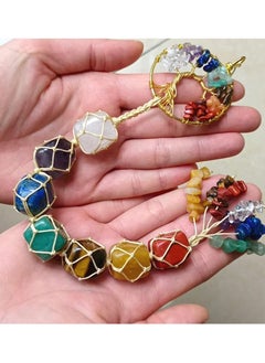 SYOSI Car Hanging Ornaments Tree of Life Handmade 7 Chakras Stones Healing Crystals Tree of Life Hanging Ornament for Home Decor  - Image 1