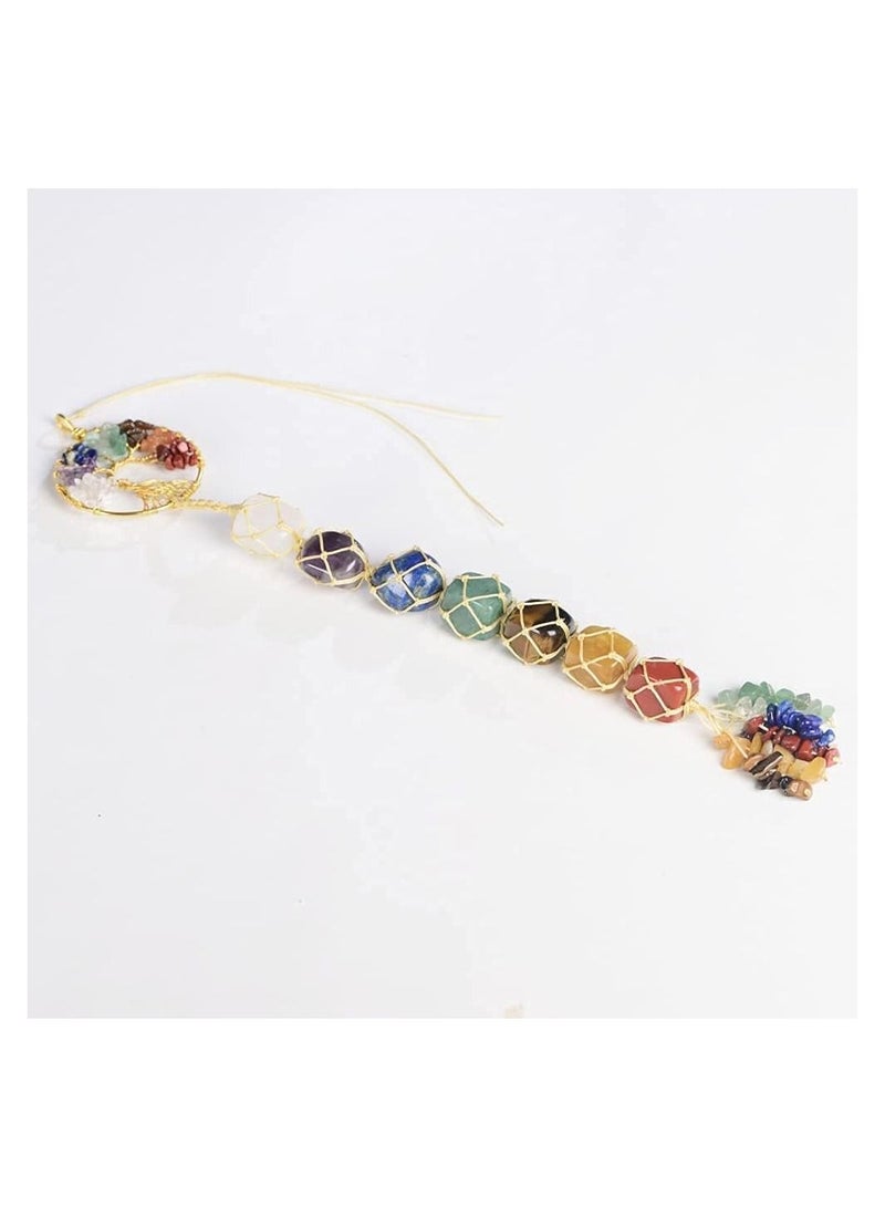 SYOSI Car Hanging Ornaments Tree of Life Handmade 7 Chakras Stones Healing Crystals Tree of Life Hanging Ornament for Home Decor - Image 5