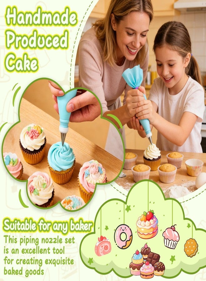 Hendiy Piping Tips, 26 Pieces Stainless Steel Frosting Piping Kit with Reusable Piping Bag and Coupler for Cake Decorating - Image 2