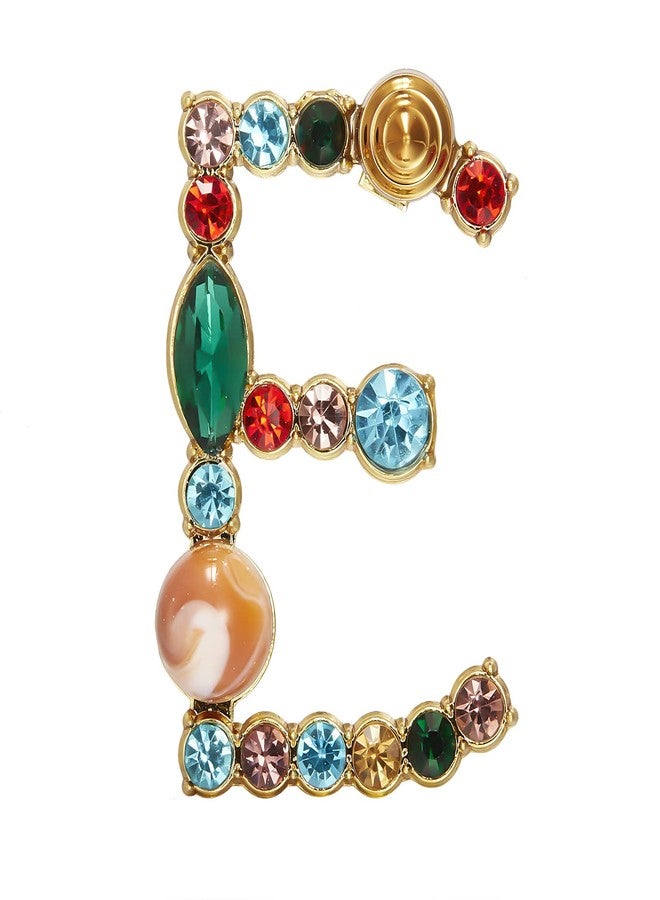 RINHOO Crystal Pearl Initial Brooch Gold Plated Enamel Colorful Letter Alphabet Breastpin Pin Jewelry for GIFTS (Gold E) - Image 1