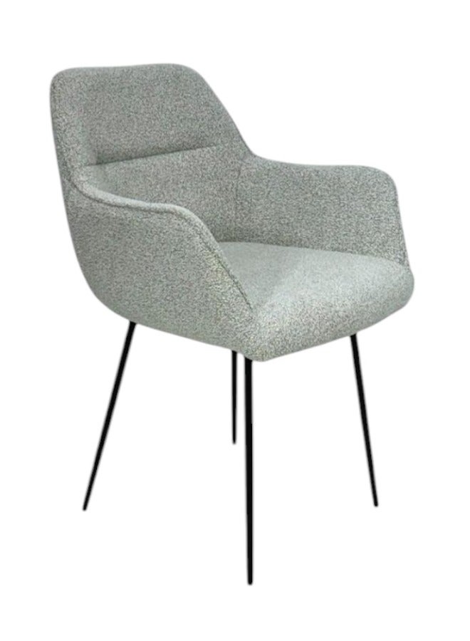SMART HOME Modern Comfortable Padded Chair For The Living Room, Luxurious Dining Chair With A Modern And Comfortable Design - High-Quality Fabric Upholstery In Light Grey Color - Durable Metal Legs In Black - Ideal For Dining Rooms, Restaurants And Cafes  - Image 4