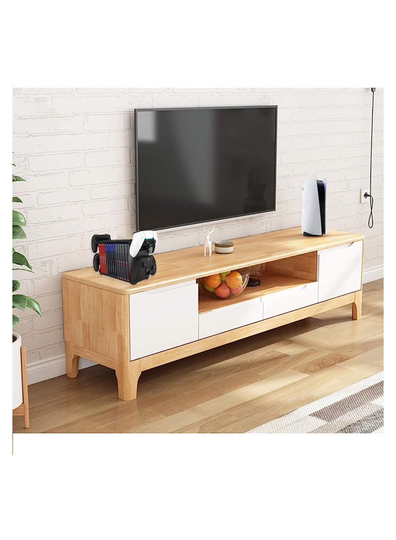 Excefore Games Storage Tower for PS5, with Controller Holder Game Holder Organizer for Playstation PS5/ PS4/ Series S  X/one Controllers,Game Discs, Headphones and Accessories - Image 2