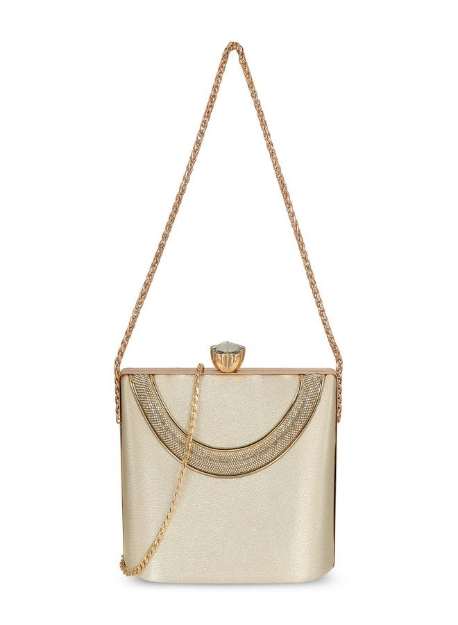 Metro Women's Gold Stylish Faux Leather Party Clutch (38-134) - Image 1