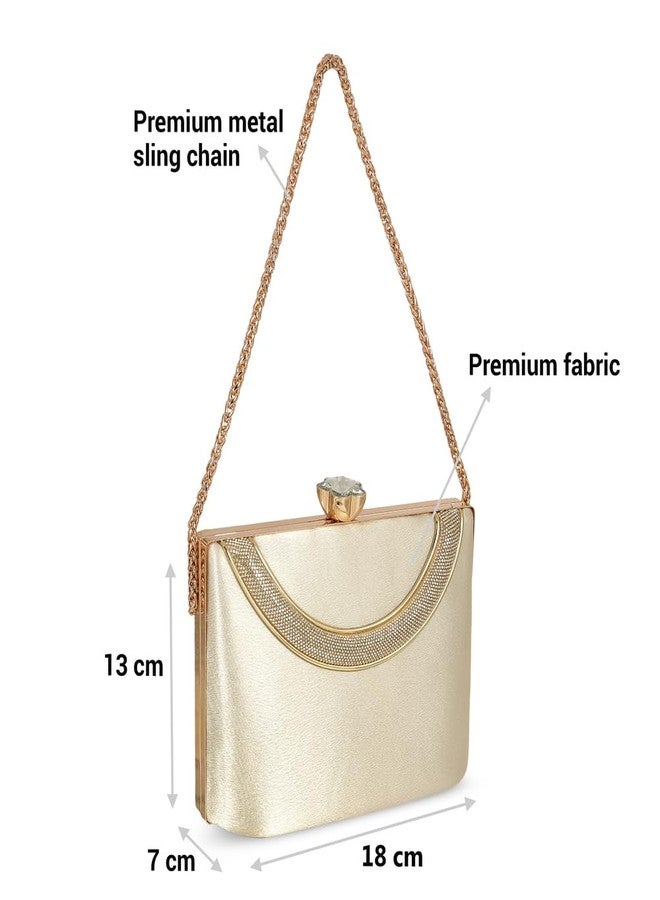 Metro Women's Gold Stylish Faux Leather Party Clutch (38-134) - Image 3
