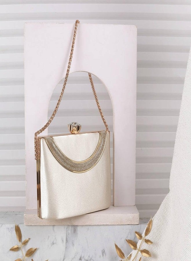 Metro Women's Gold Stylish Faux Leather Party Clutch (38-134) - Image 2