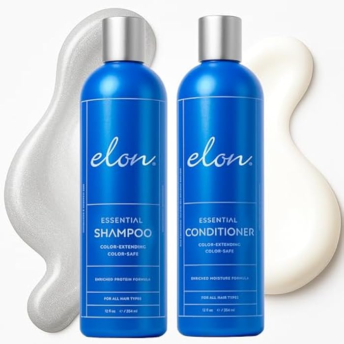 Elon Sulfate Free Shampoo and Conditioner Set (12oz) –Hair Shampoo for Color Treated Hair to Extend Color –Conditioner for Dry Hair to Nourish & Protect –Color Safe & Paraben Free - Image 1