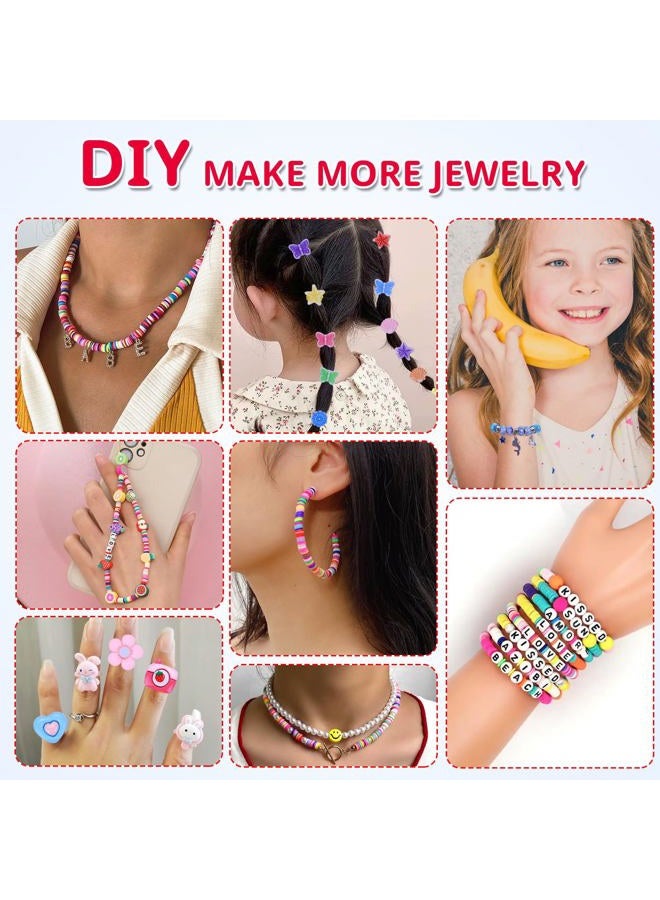 AIPRIDY 3200 Pcs Unicorn Jewelry Activity Kit,Clay Beads Bracelet Making Kit,Flat College Style Beading for Friendship Jewelry Making,Crystal Time Gem Ring Gifts,DIY Crafts for Teen Girls(Pink) - Image 4