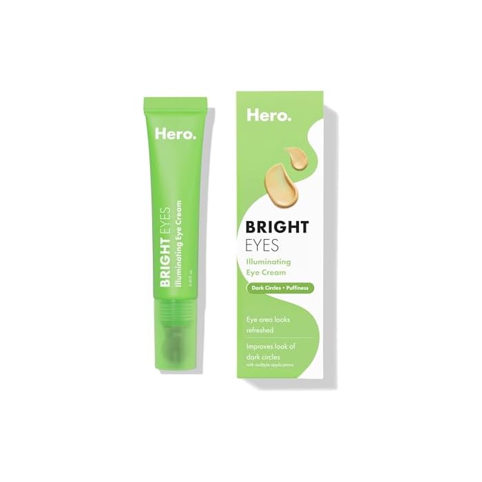 HERO COSMETICS Bright Eyes Illuminating Eye Cream - Reduces the Look of Dark Circles With Multiple Applications - Featuring a Stainless Steel Tip for a Cooling Effect (0.5 fl oz)