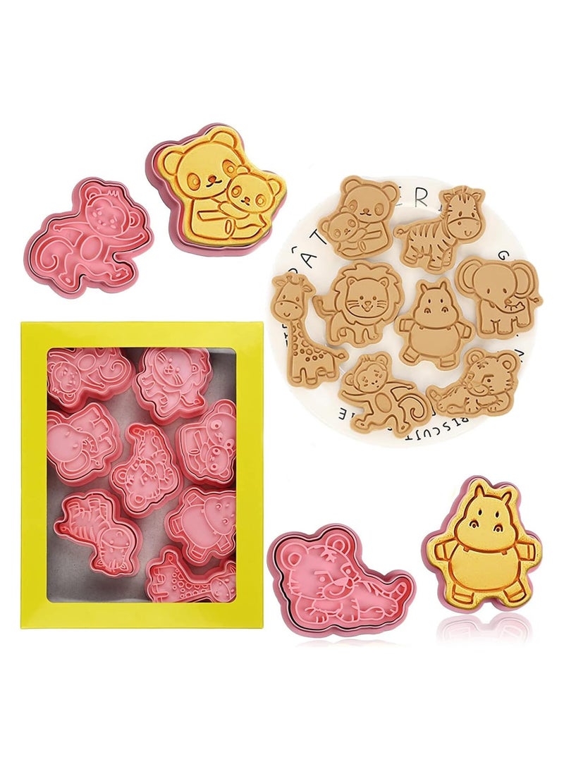 general 8 Piece Animal Cookie Cutter Set with Plunger Stamp - Fun baking moulds for kids and adults - Create cute animal shaped treats - Durable and easy to use kitchen tool - Image 1