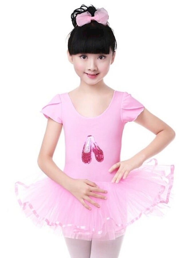 Girls Toddler Ballet Leotard with Skirted Short Sleeve Dance Gymnastic Ballerina Ballet Outfit Dress  - Image 1